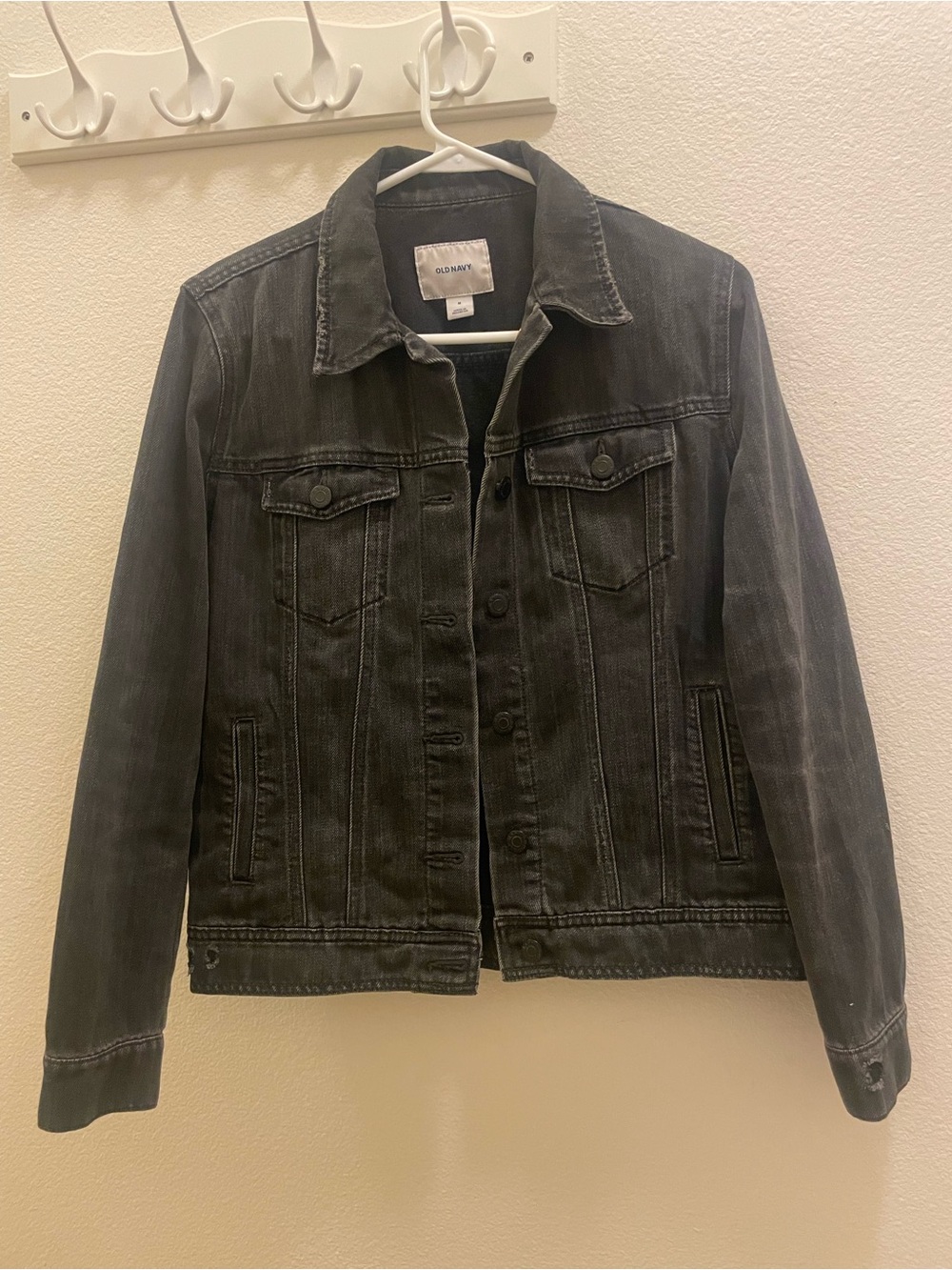 Old Navy Distressed Black Denim Jacket